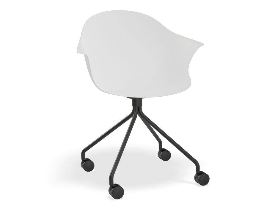 Pebble Armchair White with Shell Seat - Pyramid Fixed Base with Castors - C1005255679356182162601 1