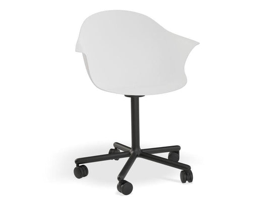 Pebble Armchair White with Shell Seat - Swivel Base with Castors - C1005259679356182162922 1