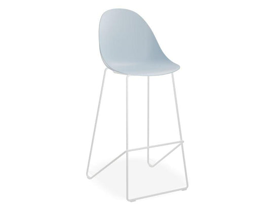 Pebble Blue Stool Shell Seat - Bar Stool 75cm Seat - White Base-Level-Prime Furniture