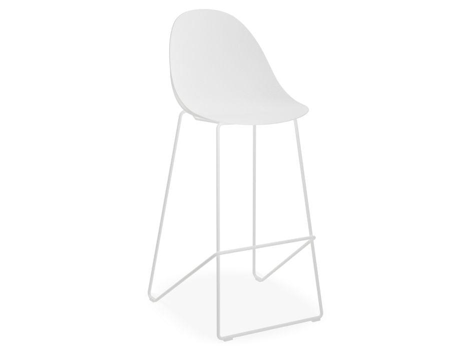 Pebble White Stool Shell Seat - Counter Stool 65cm Seat Height - White Frame-Level-Prime Furniture