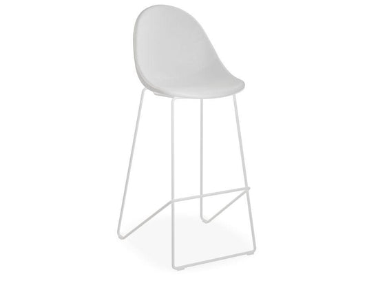 Pebble Stool White Upholstered Seat - Bar Stool 75cm Seat - White Base-Level-Prime Furniture