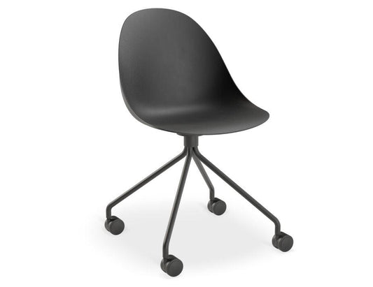 Pebble Chair Black with Shell Seat - Pyramid Fixed Base with Castors - C1005214279356182133373 1