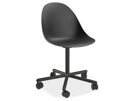 Pebble Chair Black with Shell Seat - Swivel Base with Castors - C1005216279356182161574 1