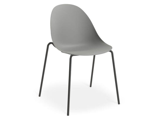 Pebble Chair Grey with Shell Seat - 4 Post Stackable Base - Black - C1005211449356182133229 1