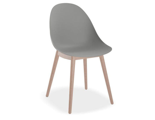 Pebble Chair Grey with Shell Seat - 4 Post Stackable Base - White - C1005231449356182161833 1