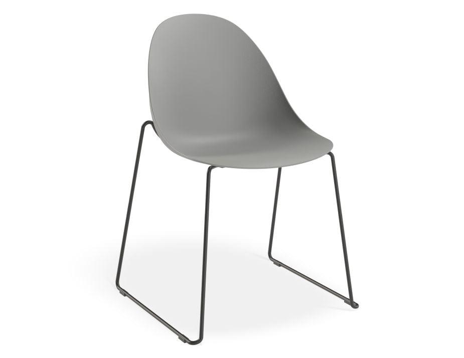 Pebble Chair Grey with Shell Seat - Pyramid Fixed Base - Black - C1005213449356182133342 4