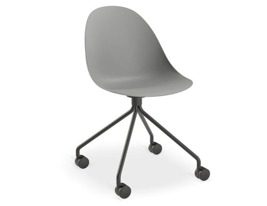 Pebble Chair Grey with Shell Seat - Pyramid Fixed Base with Castors - Black - C1005214449356182133403 1