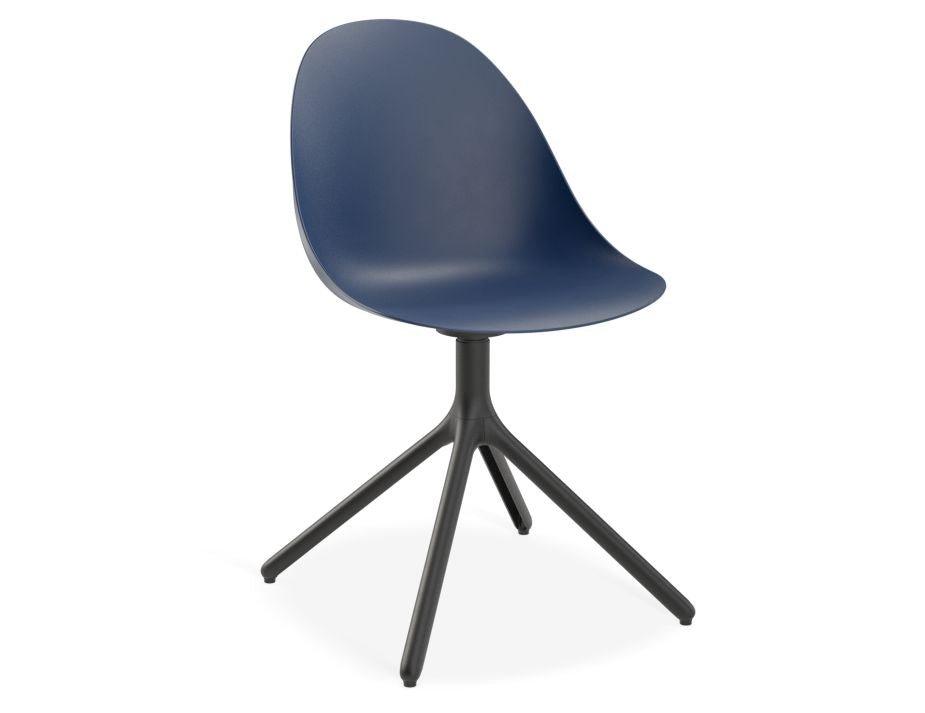 Pebble Chair Navy Blue with Shell Seat - Pyramid Fixed Base - Black - C1005213549356182133359 6