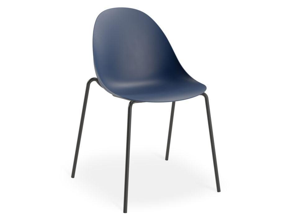 Pebble Chair Navy Blue with Shell Seat - Pyramid Fixed Base - Black - C1005213549356182133359 3