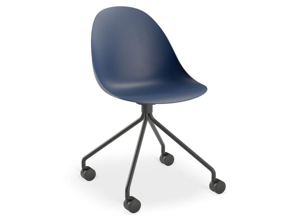 Pebble Chair Navy Blue with Shell Seat - Pyramid Fixed Base - Black - C1005213549356182133359 5