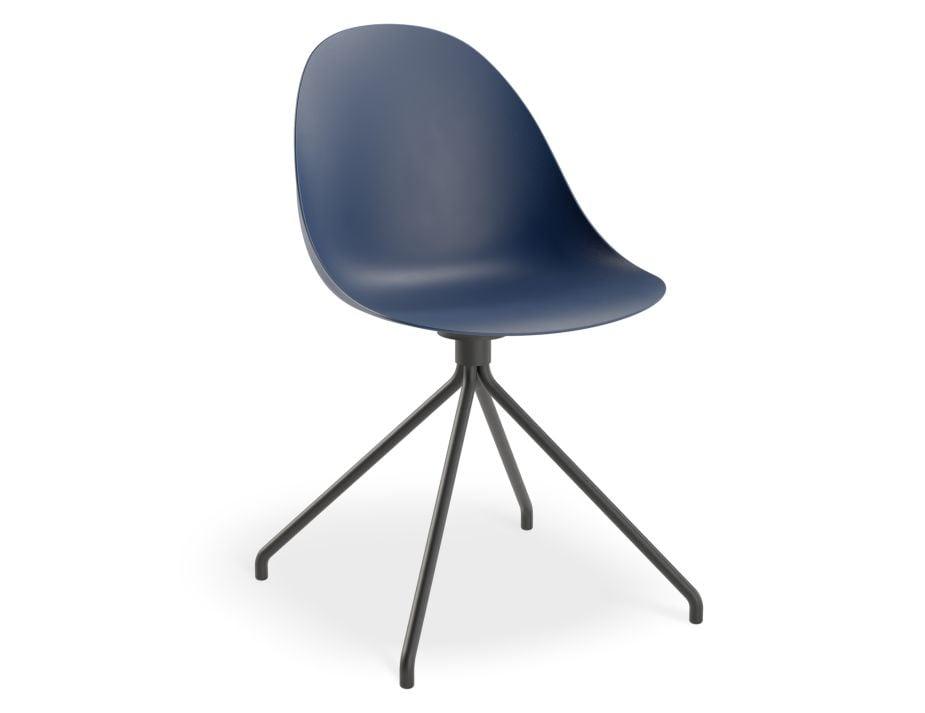 Pebble Chair Navy Blue with Shell Seat - Pyramid Fixed Base - Black - C1005213549356182133359 1