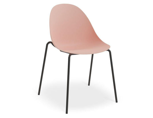 Pebble Chair Soft Pink with Shell Seat - 4 Post Stackable - Black - C1005211599356182161413 1