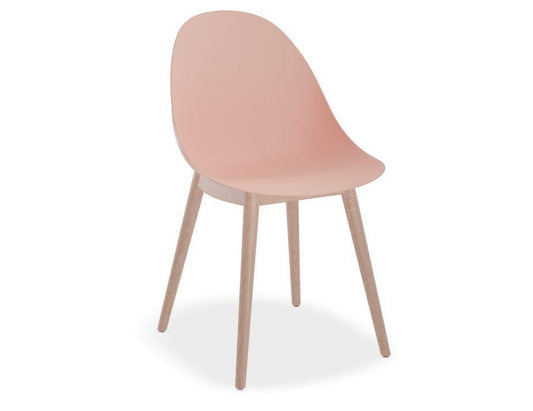 Pebble Chair Soft Pink with Shell Seat - Natural Beechwood Base - C1005237599356182162021 1