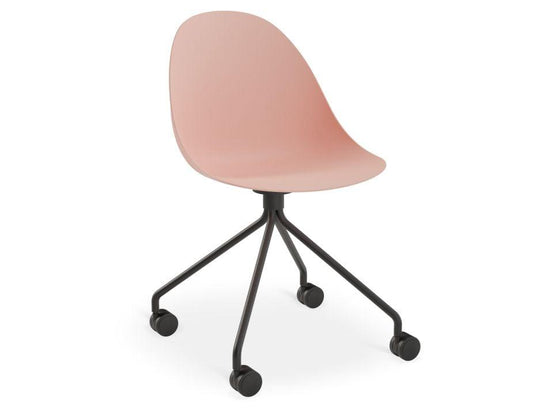 Pebble Chair Soft Pink with Shell Seat - Pyramid Fixed Base with Castors - Black - C1005214599356182161475 1