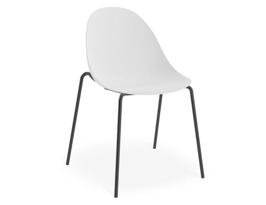 Pebble Chair White with Shell Seat - 4 Post Stackable Base - Black - C1005211679356182133243 1