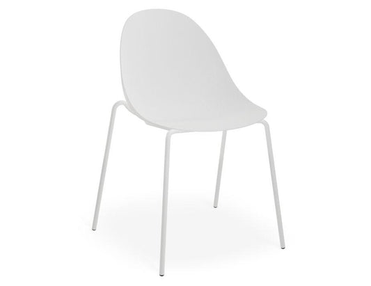 Pebble Chair White with Shell Seat - 4 Post Stackable Base - White - C1005231579356182161857 1