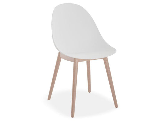 Pebble Chair White with Shell Seat - Natural Beechwood Base - C1005237579356182162014 1