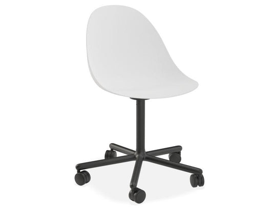 Pebble Chair White with Shell Seat - Swivel Base w Castors - Black - C1005216679356182161635 1