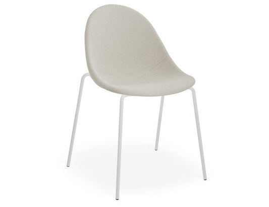 Pebble Fabric Light Grey Upholstered Chair - 4 Post Base - White - C1005241019356182162045 1