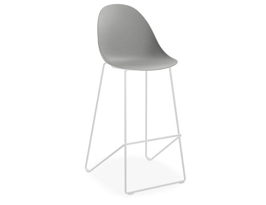 Pebble Grey Stool Shell Seat - Bar Stool 76cm Seat Height - White Frame - C1115232449356182163455 1