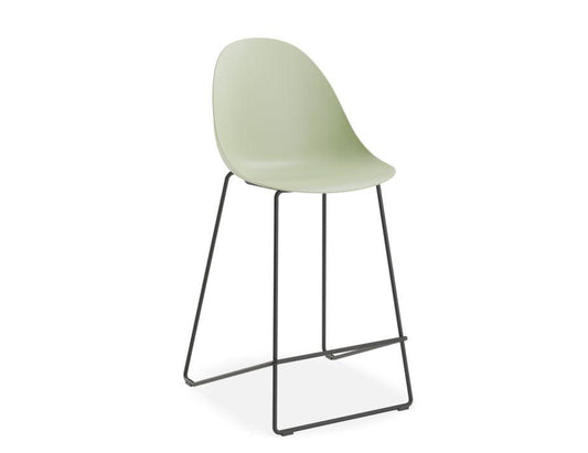 Pebble Mint Green Stool Shell Seat - Counter Stool 65cm Seat - Black Base-Level-Prime Furniture