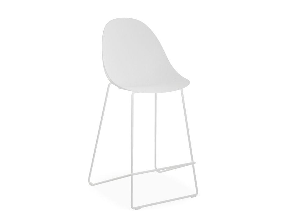 Pebble White Stool Shell Seat - Counter Stool 65cm Seat Height - White Frame-Level-Prime Furniture