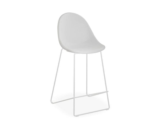 Pebble Stool White Upholstered Seat - Counter Stool 65cm Seat - White Base-Level-Prime Furniture