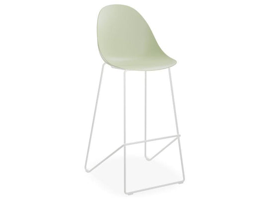 Pebble Mint Green Stool Shell Seat - Bar Stool 75cm Seat - White Base - C1115232379356182163448 1