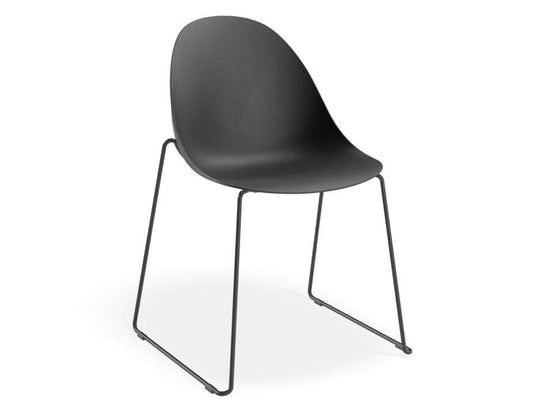 Pebble Chair Black with Shell Seat - Sled Stackable Base-Level-Prime Furniture