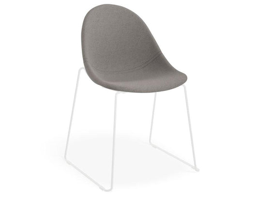 Pebble Fabric Dark Grey Upholstered Chair - Sled Base - White-Level-Prime Furniture