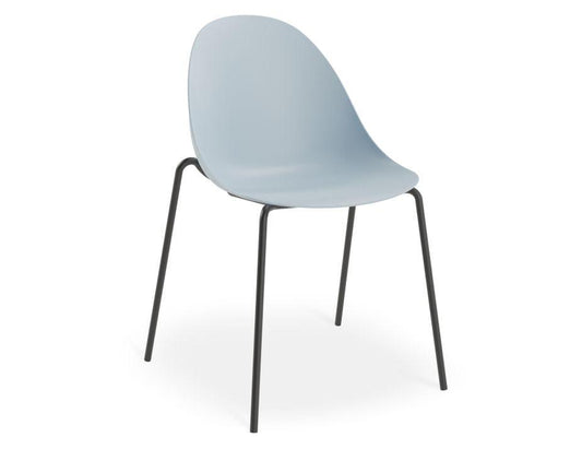 Pebble Chair Pale Blue with Shell Seat - 4 Post Stackable - Black-Level-Prime Furniture