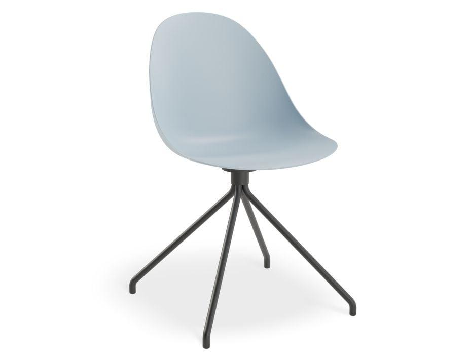 Pebble Chair Pale Blue with Shell Seat - Swivel Base w Castors - Black-Level-Prime Furniture