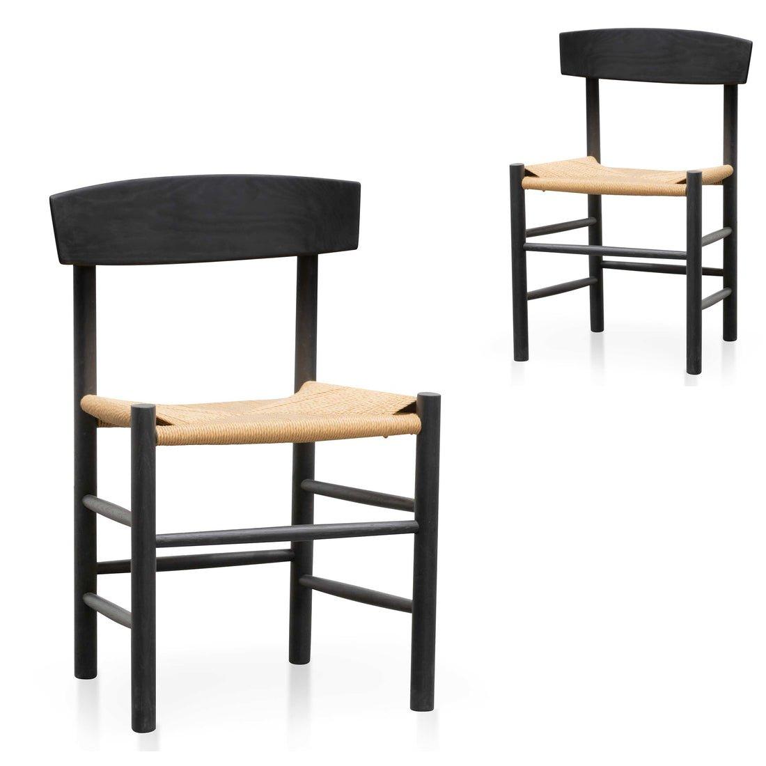 Rattan Black Dining Chair - Natural Seat (Set of 2) - Dining ChairDC6621-OWx2 1