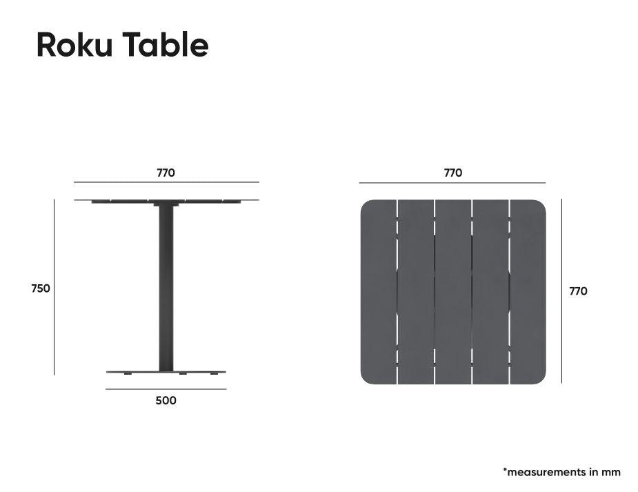 Roku Cafe Table - Outdoor - Charcoal - 65 x 65cm Table Top - C1412241759356182163929 6