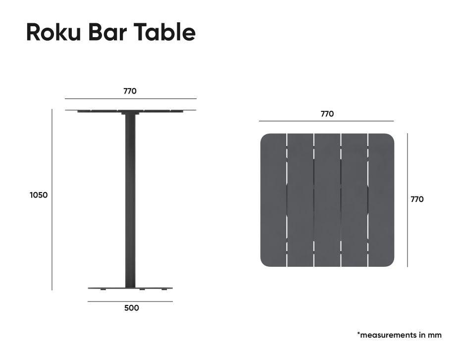 Roku High Bar Table - Outdoor - White - 65 x 65cm Table Top - C1412251679356182163974 5