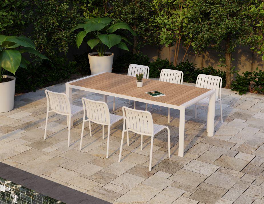 Roku Outdoor Dining Chair in Matt White - No Cushion - C1410290679356182150967 5