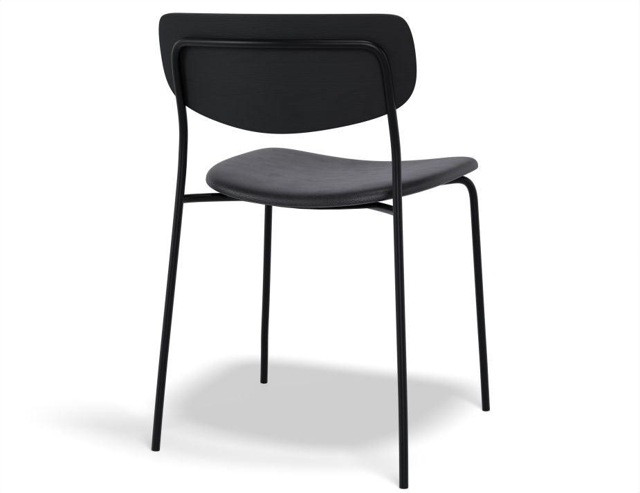 Rylie Chair - Padded Seat with Black Backrest - Black Vegan Leather Seat - B1002162009356182174642 3