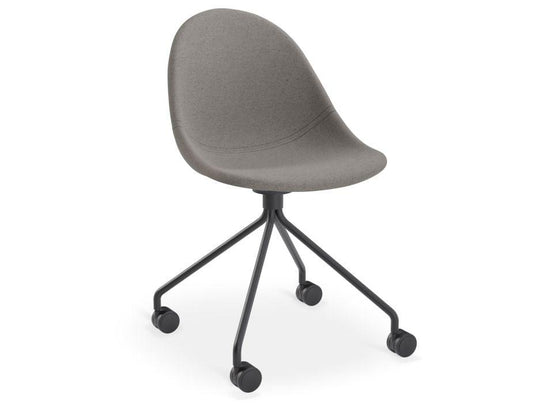 Pebble Fabric Dark Grey Upholstered Chair - Pyramid Fixed Base with Castors - Black-Level-Prime Furniture