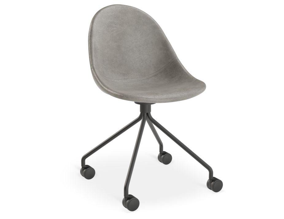 Pebble Chair Grey Upholstered Vintage Seat - Natural Beechwood Base-Level-Prime Furniture