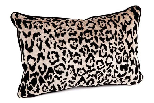 Serene Rectangle Feather Cushion - Leopard Chenille w Black Velvet - Cushion527159320294119921 1