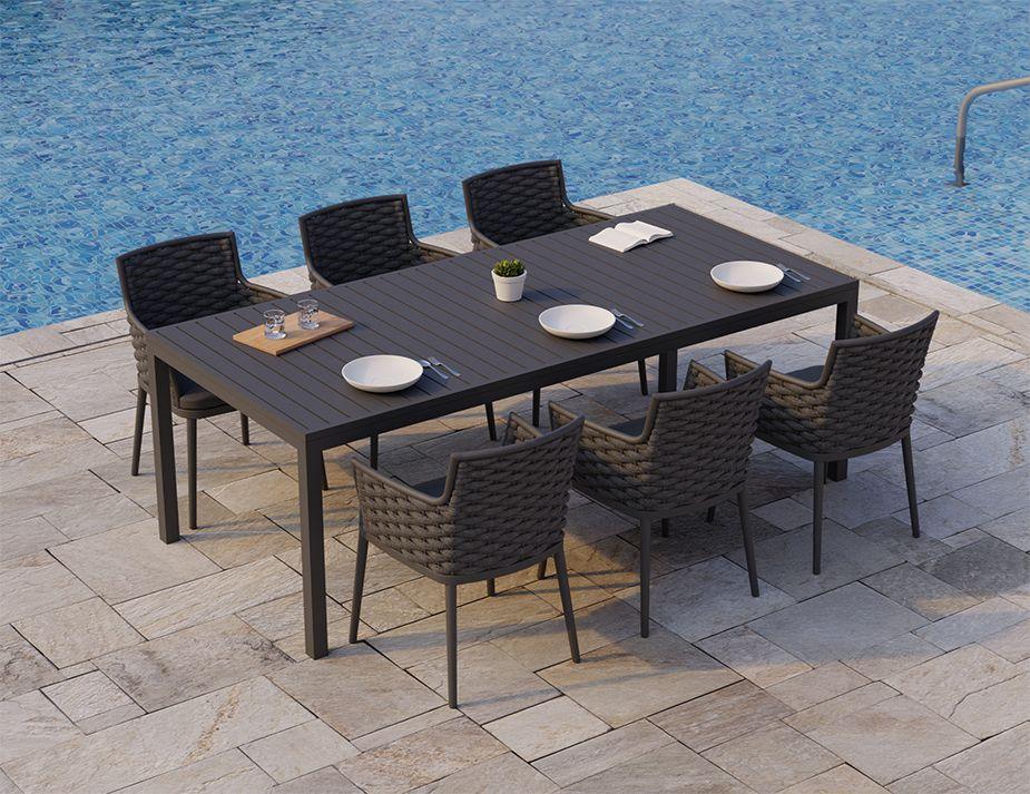 Siano Dining Chair - Outdoor - Charcoal - Dark Grey Cushion - C1410520759356182096074 2