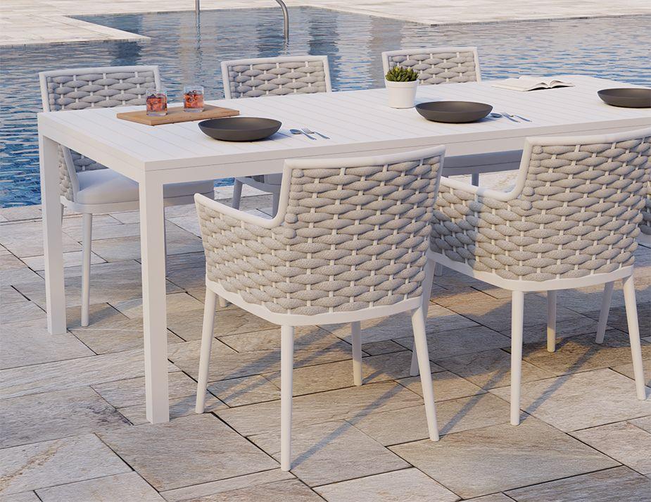 Siano Dining Chair - Outdoor - White - Light Grey Cushion - C1410520679356182096067 6