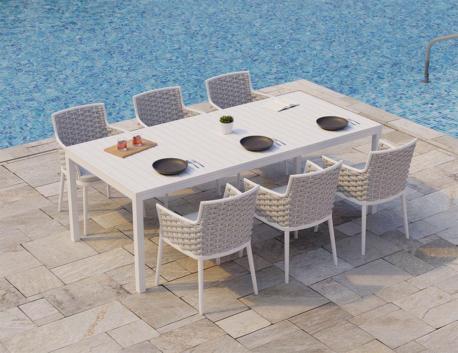 Siano Dining Chair - Outdoor - White - Light Grey Cushion - C1410520679356182096067 2