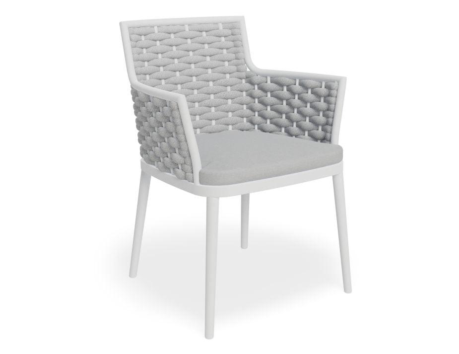 Siano Dining Chair - Outdoor - White - Light Grey Cushion - C1410520679356182096067 3