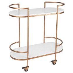 Southside White Stone Bar Cart - Antique Gold - Bar Cart327409320294125359 3