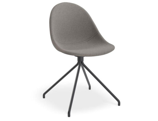 Pebble Fabric Dark Grey Upholstered Chair - Pyramid Fixed Base - Black-Level-Prime Furniture