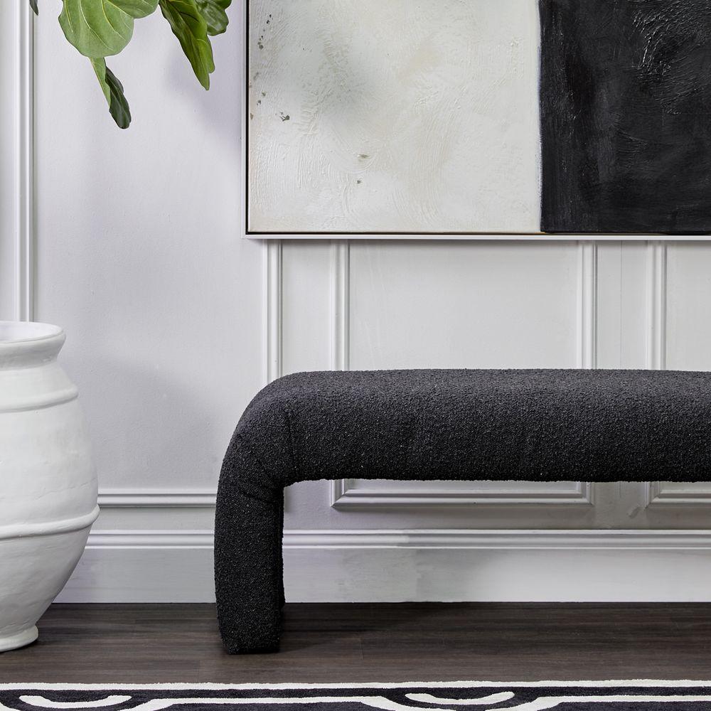 The Curve Bench Ottoman - Black Onyx Boucle - Ottoman329259320294127018 2