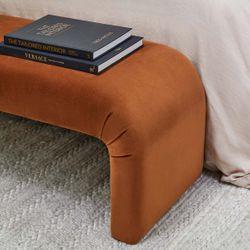 The Curve Bench Ottoman - Caramel Velvet - Ottoman329239320294126998 7