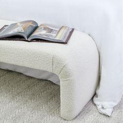 The Curve Bench Ottoman - White Boucle - Ottoman329249320294127001 4