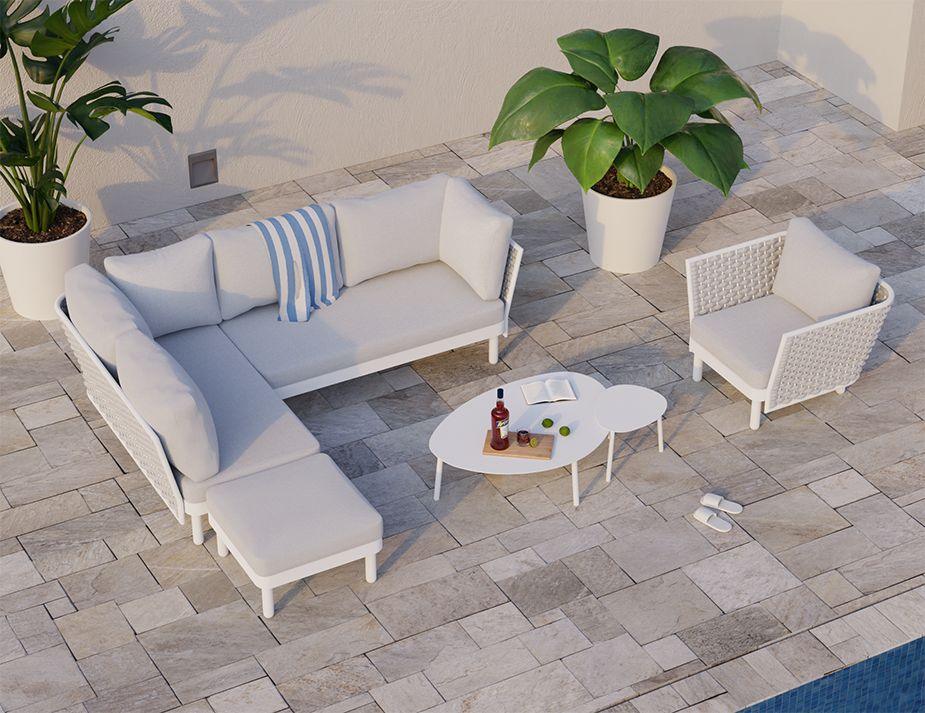 Cetara Coffee Table - Outdoor - White - Large-Level-Prime Furniture